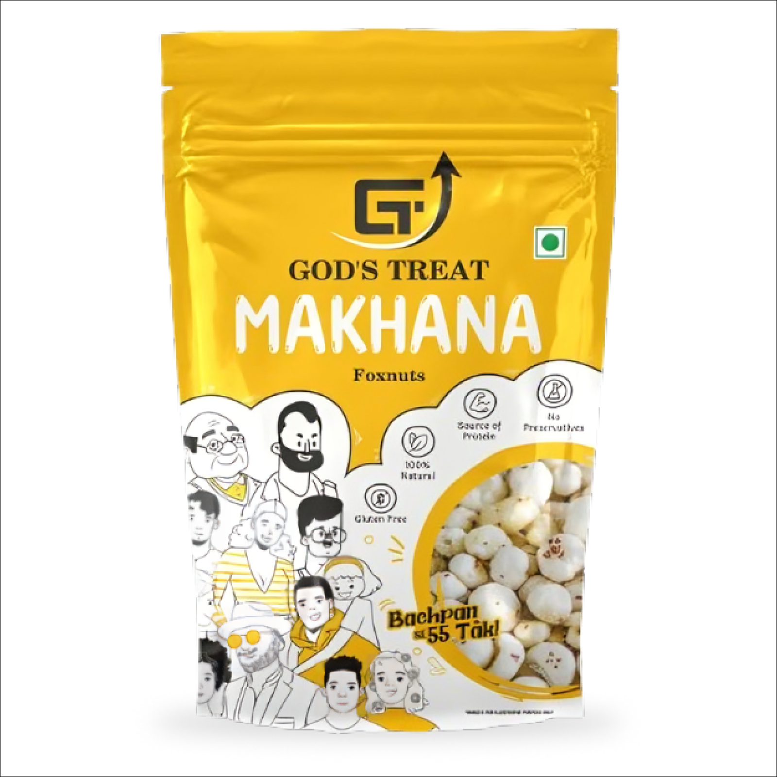 GOD'S TREAT Premium Makhana (Phool Makhana/Fox Nuts) 200g, Pack of 5 | Raw Jumbo Lotus Seeds | Healthy Cooking Snack | Rich in Protein, Fiber & Minerals | Gluten-Free & Vegetarian